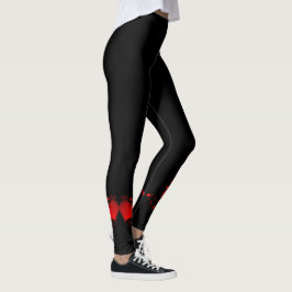 Schwarz mit roten Herzen Leggings