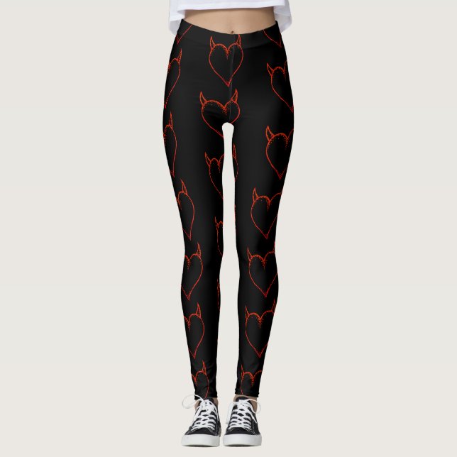Schwarz mit Roten Hornhaut Leggings (Vorderseite)