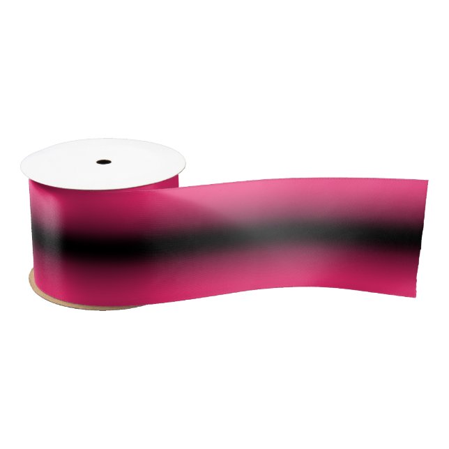 Schwarz mit scharf rosa Kanten glänzen Satinband (Spule)
