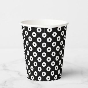 Schwarz mit schwarzen und weißen Polka-Punkten Pappbecher