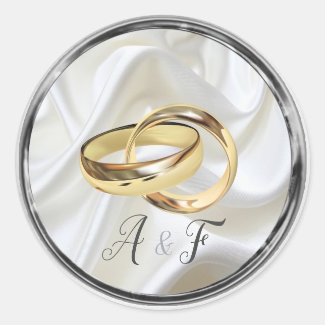 Schwarz mit Silber auf Elfenbeinseide Runder Aufkleber (Vorderseite)