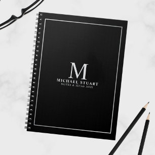 Schwarz mit Silver Personalisierten Monogramm und Notizblock