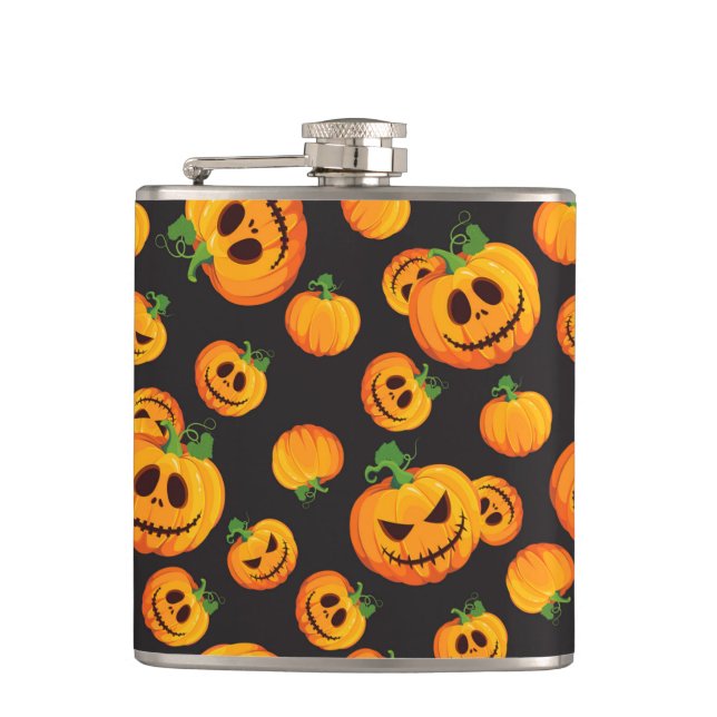 SCHWARZ MIT SPOOKY ORANGE HALLOWEEN PUMPKINEN FLACHMANN (Vorderseite)