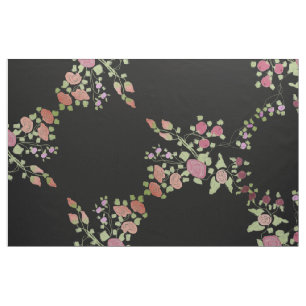 Schwarz mit Vintager Blüte Stoff