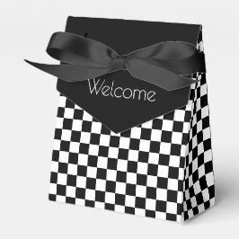 Schwarz mit weißem Karo Geschenkschachtel