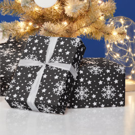 SCHWARZ MIT WEISSEN CHRISTMAS FERIENSCHNEEBERN GESCHENKPAPIER