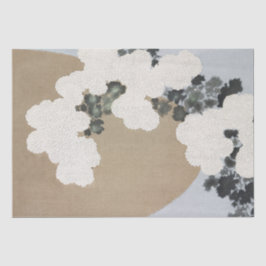 Schwarz mit weißen Dahlia-Blume auf Khaki Linen Seidenpapier