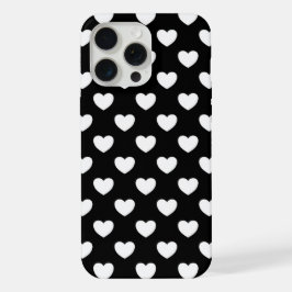 Schwarz mit weißen Herzen iPhone 15 Pro Max Hülle