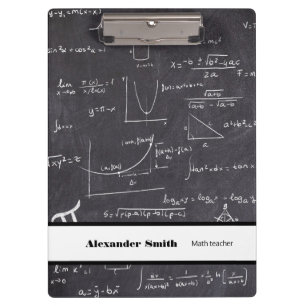Schwarz mit weißen Mathematik-Gleichungen Mathemat Klemmbrett