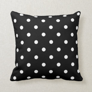 Schwarz mit weißen Polka-Punkten Kissen
