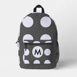 Schwarz mit weißen Tupfen Monogramm  Bedruckter Rucksack