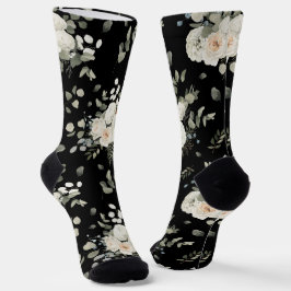 Schwarz mit weißer Hochzeit Blumenmuster Socken