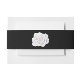 Schwarz mit weißer Rose Einladung Bauchband Einladungsbanderole