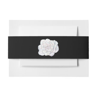 Schwarz mit weißer Rose Einladung Bauchband Einladungsbanderole
