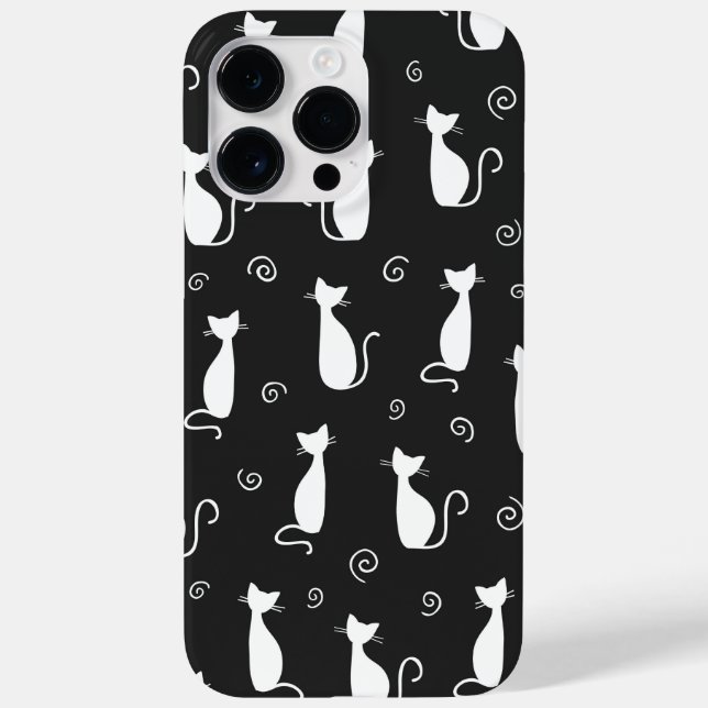 SCHWARZ MIT WEISSER SITZKATZMUSTER Case-Mate iPhone 14 PRO MAX HÜLLE (Rückseite)