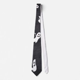Schwarz mit White Flying Ghosts Halloween-Krawatte Krawatte