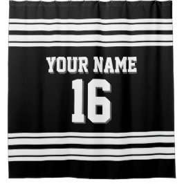 Schwarz mit White Stripes Sports Jersey Duschvorhang