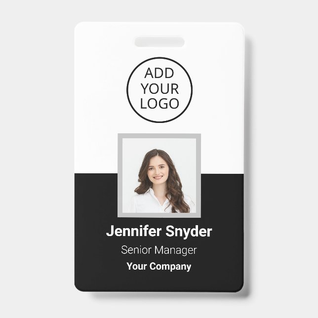 Schwarz, Mitarbeiter-Foto-ID mit QR-Code, Unterneh Ausweis (Vorderseite)