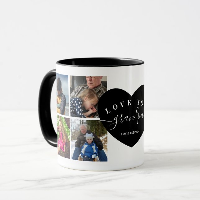 Schwarz Modern Best Opa je nach Foto Tasse (Vorderseite Links)