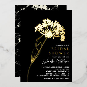 Schwarz-Modern-Brautparty-Foil-Einladung Folieneinladung