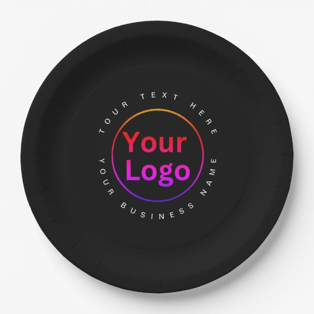 Schwarz (Modern Business Logo) Pappteller (Vorderseite)