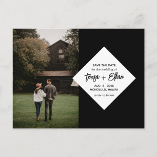 Schwarz-Modern-Chic Save the Date FotoCollage Postkarte