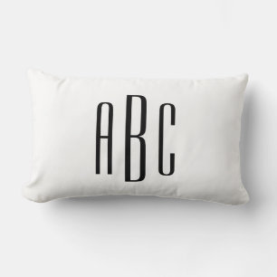 Schwarz-Modern-Drei-Buchstaben-Monogramm Lendenkissen