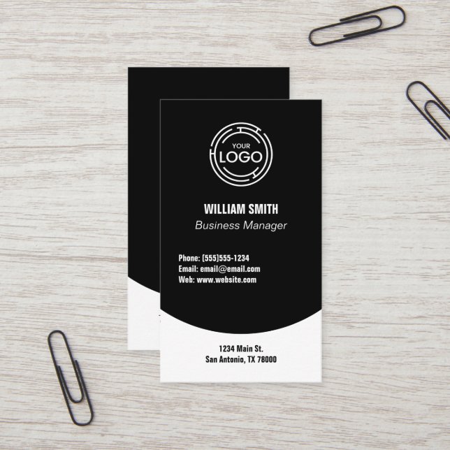 Schwarz Modern einfach Visitenkarte (Vorderseite/Rückseite Beispiel)