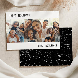 Schwarz-Modern Foto Collage Holiday Card mit Schne Feiertagskarte