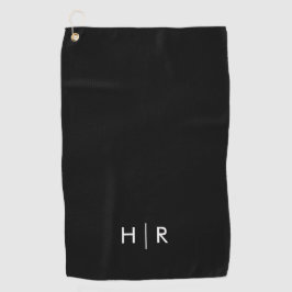 Schwarz-Modern-Minimalistisch-Monogramm Golfhandtuch