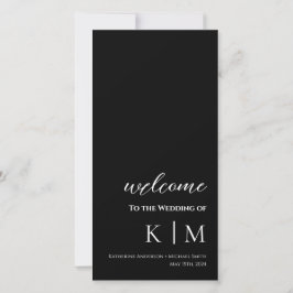 Schwarz-modern- Monogramm-Hochzeitsprogramm -