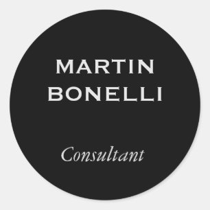 Schwarz Modern Schlicht Minimalistisch Runder Aufkleber