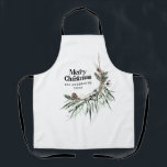 Schwarz moderne elegante Wasserfarbe botanische ru Schürze<br><div class="desc">Schwarze moderne elegante rustikale Aquarell getrocknete botanische florale gedämpfte Farben Feiertag Weihnachtsdesign.</div>
