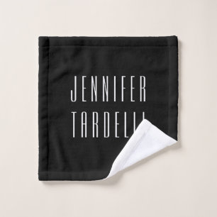 Schwarz Moderne Minimalistisch Elegant Ihr Name Waschlappen