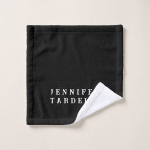 Schwarz Moderne Minimalistisch Elegant Ihr Name Waschlappen