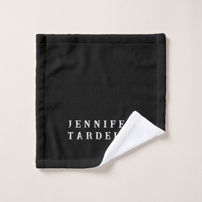 Schwarz Moderne Minimalistisch Elegant Ihr Name Waschlappen (Waschlappen)