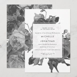 Schwarz-Moderne Rose Hochzeitseinladung Einladung