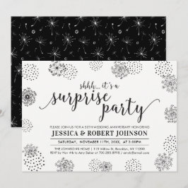Schwarz | Moderne Überraschung 50. Hochzeitstag Einladung