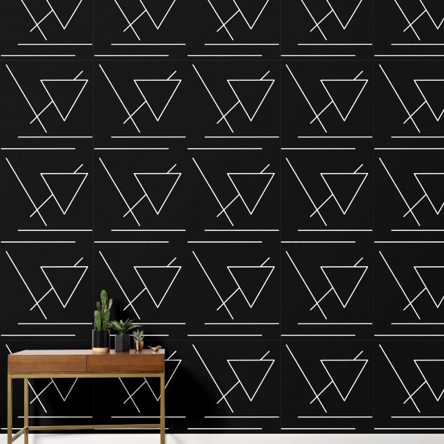 Schwarz Moderner Chic Minimalistisch Tapete (Hausflur)