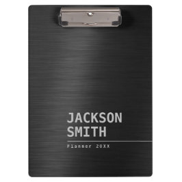 Schwarz Moderner einfacher Personalisierter Name B Klemmbrett