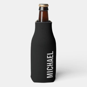 Schwarz Moderner Minimalistischer Personalisierter Flaschenkühler