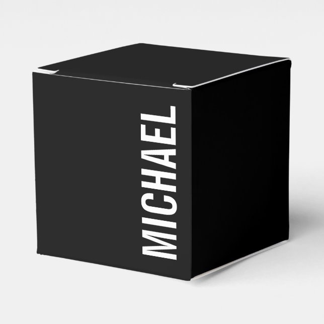 Schwarz Moderner Minimalistischer Personalisierter Geschenkschachtel (Vorderseite)