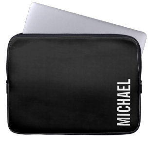 Schwarz Moderner Minimalistischer Personalisierter Laptopschutzhülle