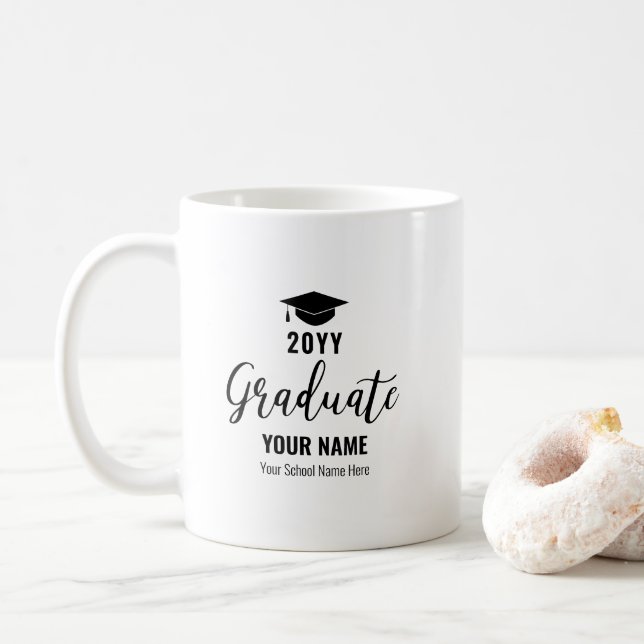 Schwarz | Moderner Personalisierter Abschluss gibt Kaffeetasse (Mit Donut)
