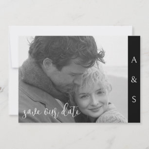 Schwarz Modernes, einfaches B/W-Foto horizontal Save The Date