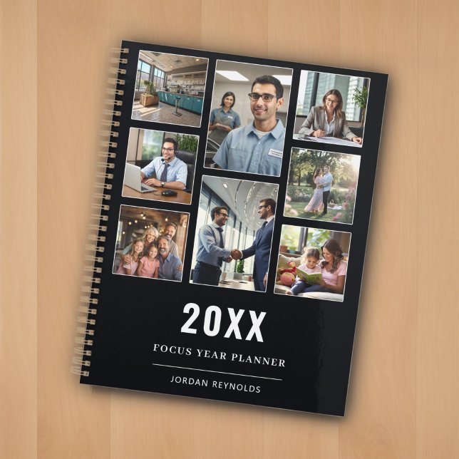 Schwarz Modernes Elegantes 8 Bild Collage Template Planer (Von Creator hochgeladen)