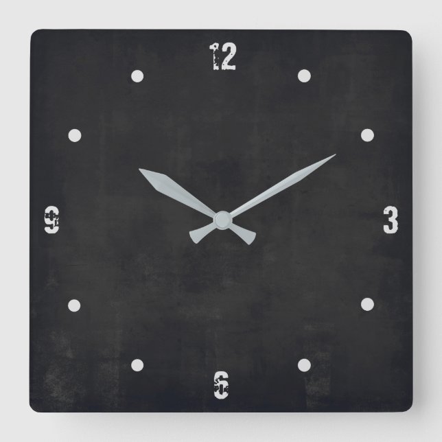 Schwarz Modernes Rustikales Elegantes Abstrakt Quadratische Wanduhr (Vorderseite)