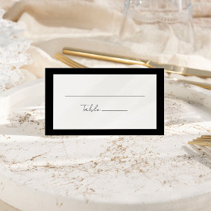 Schwarz-Modernes Skript-Hochzeitsskripte-Platzkart Platzkarte