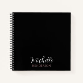 Schwarz Modernes und einfaches Personalisiertes Mo Notizbuch