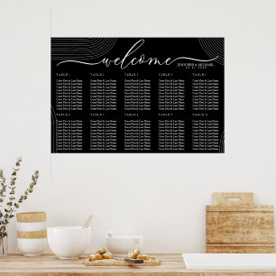 Schwarz Modernes Welcome Geometric Einfache Sitzge Poster